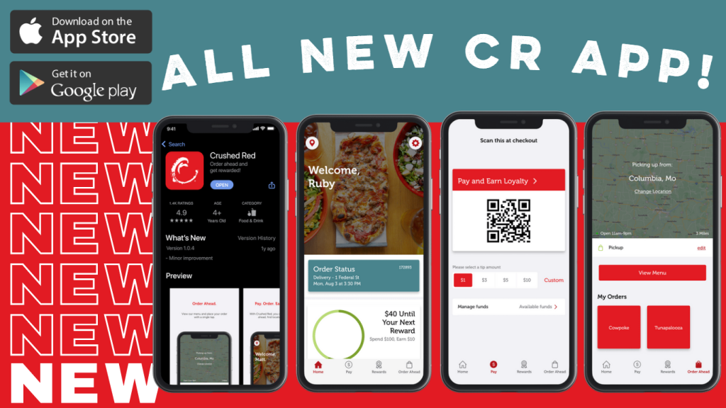 Crushed Red Mobile App available iOS and Android app stores